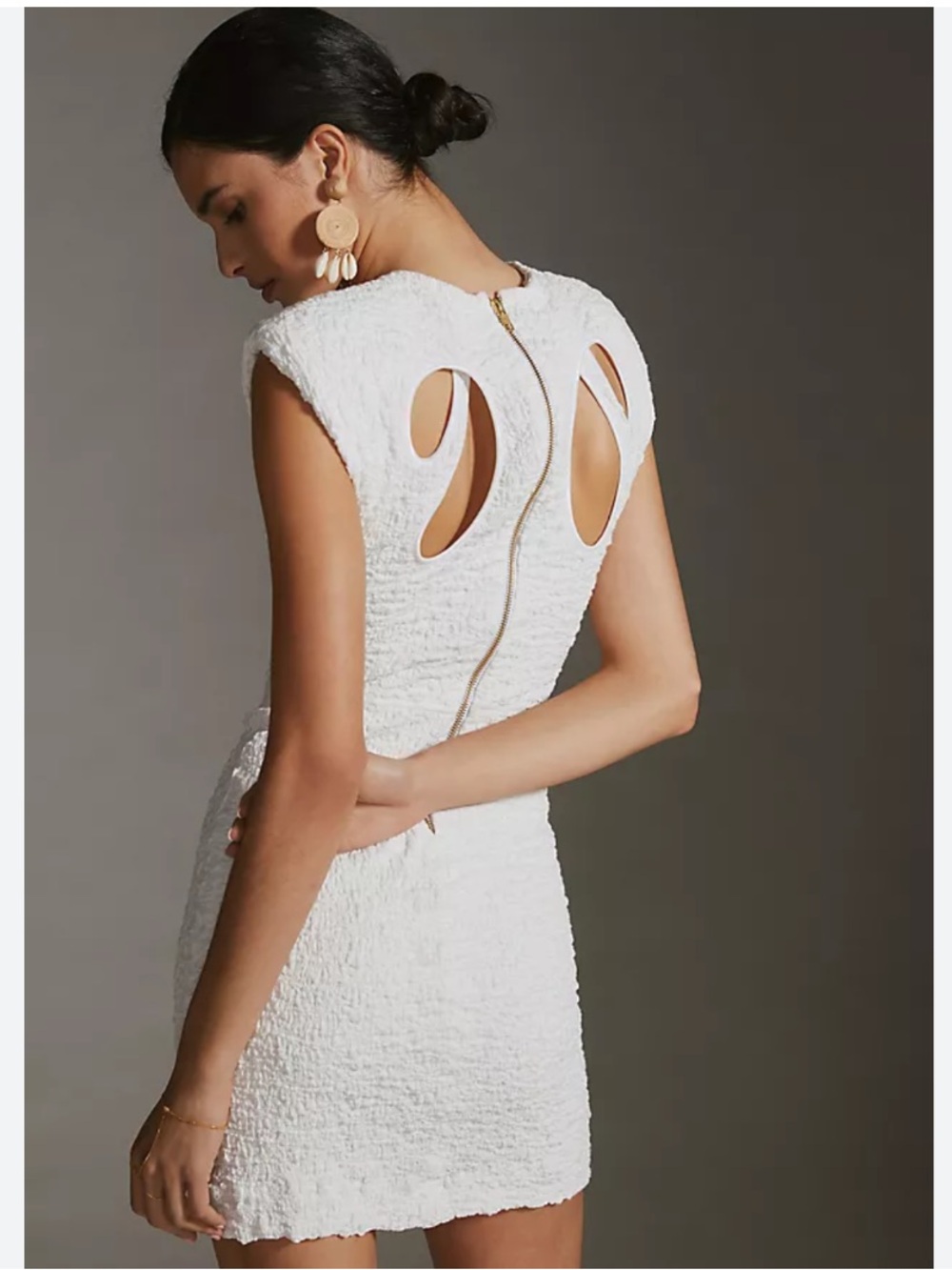 NWT ANTHROPOLOGIE Sabina Musayev Teardrop Cutout Textured Bodycon Mini Dress ,M